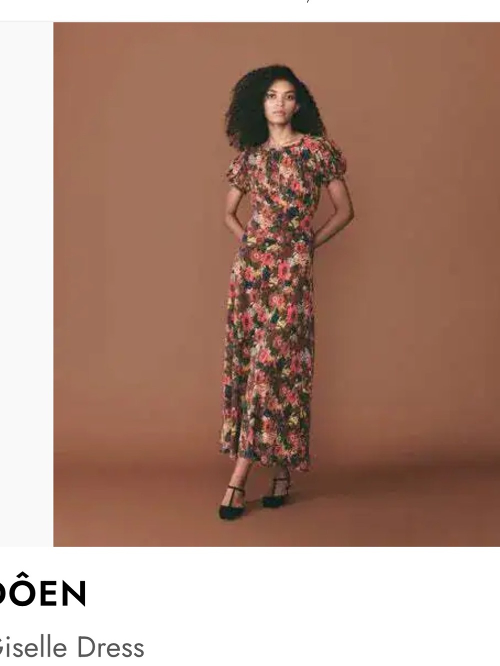 DOEN Giselle dress Puff-Sleeve Maxi Dress in Brown and Pink